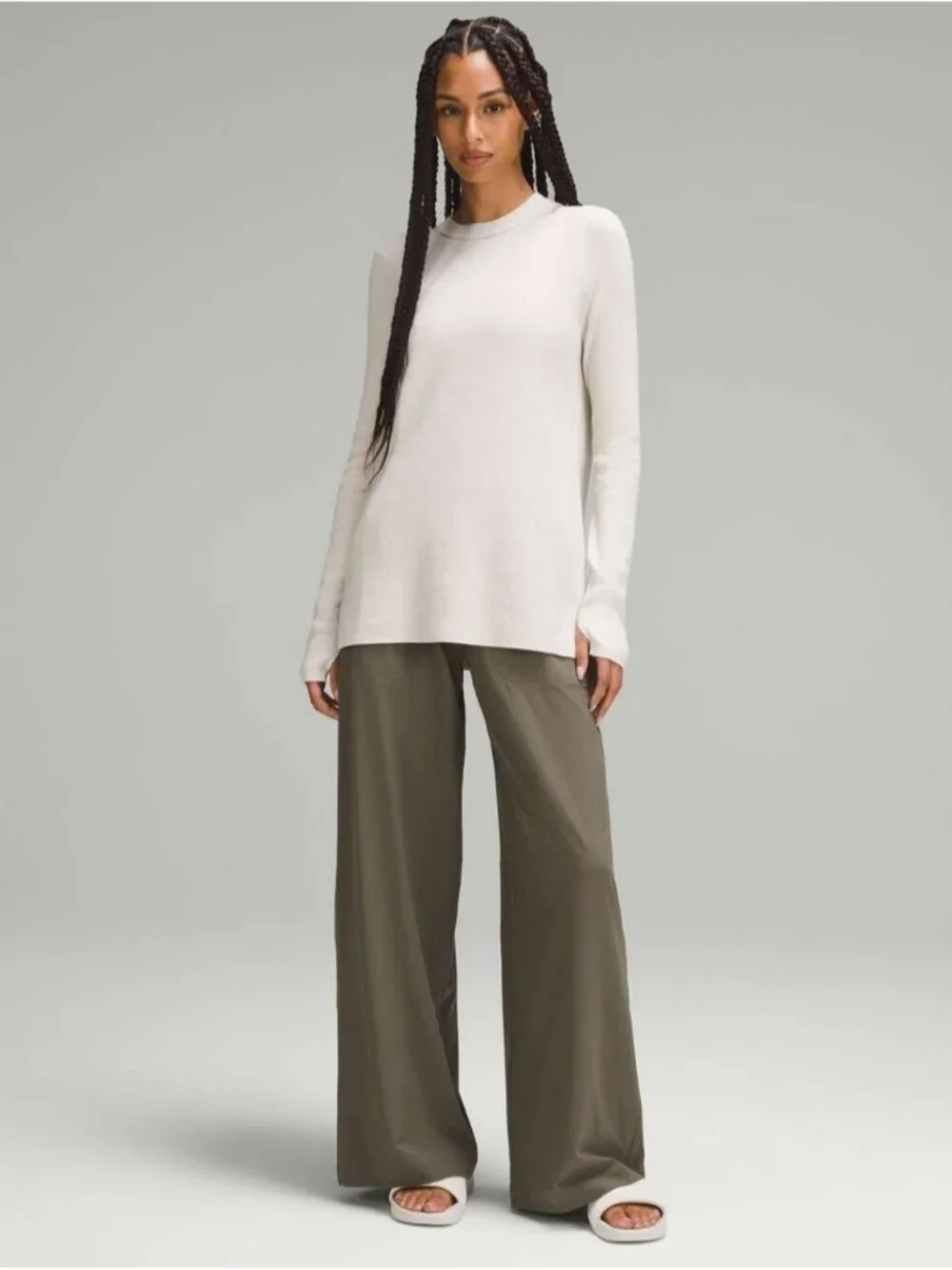 Lululemon Take It All In Cotton-Blend Sweater White Opal